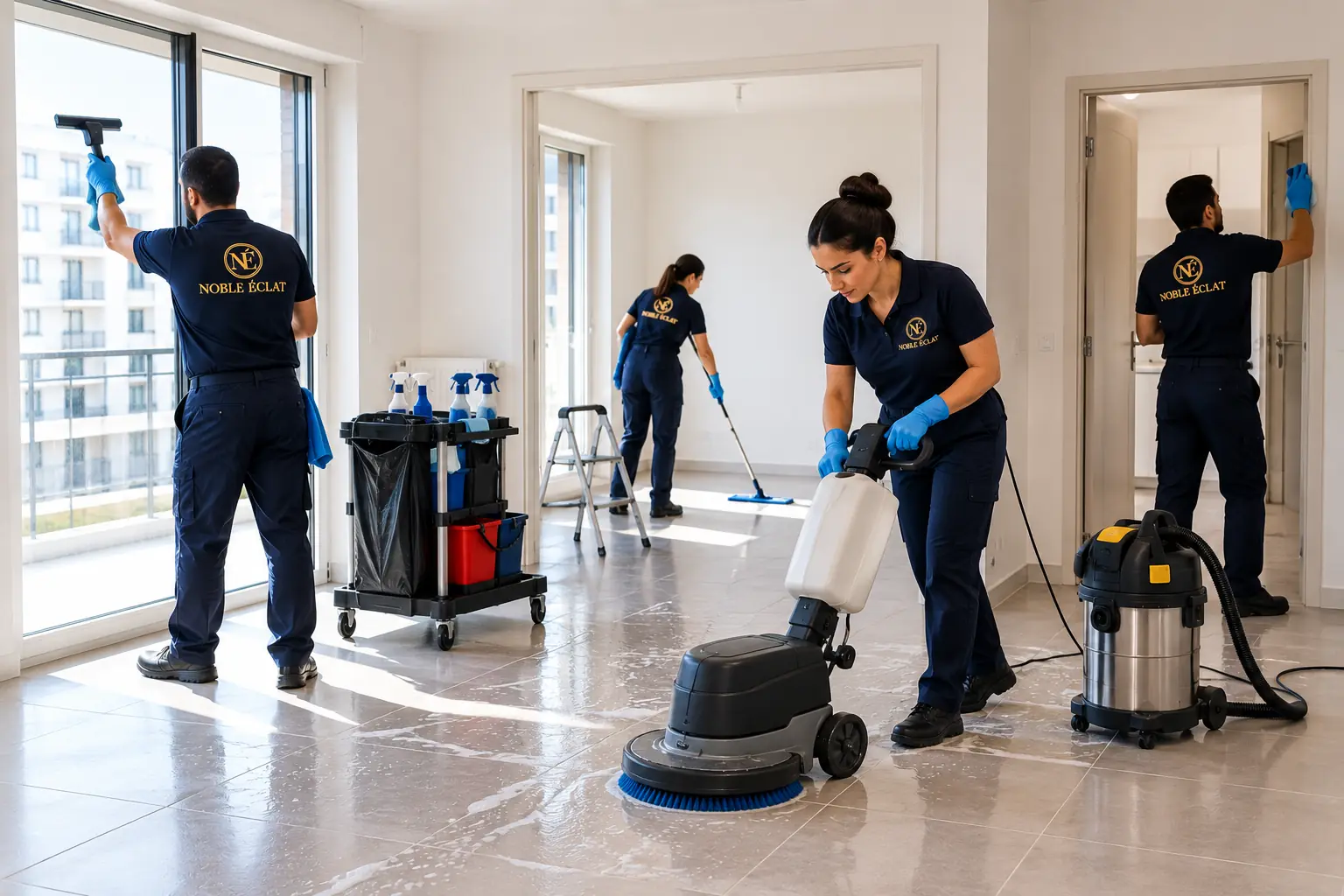 Remise en état d'un logement vide avec une monobrosse